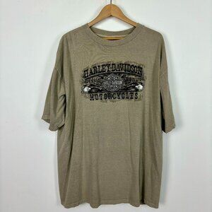 Harley-Davidson Graphic Print T-Shirt Short Sleeve Crewneck Green Mens Size 3X